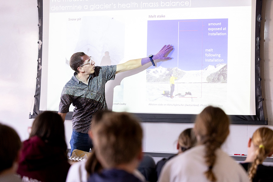 Dr. William H. Armstrong sharing research with students